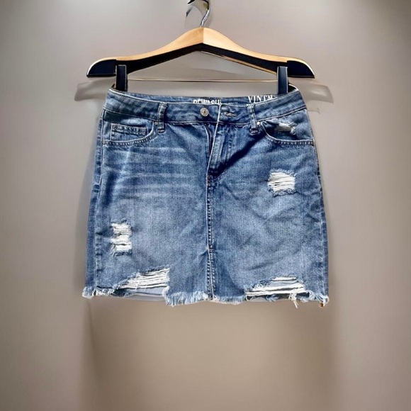 Distressed Denim Mini Skirt | Size 5 - Picture 1 of 6